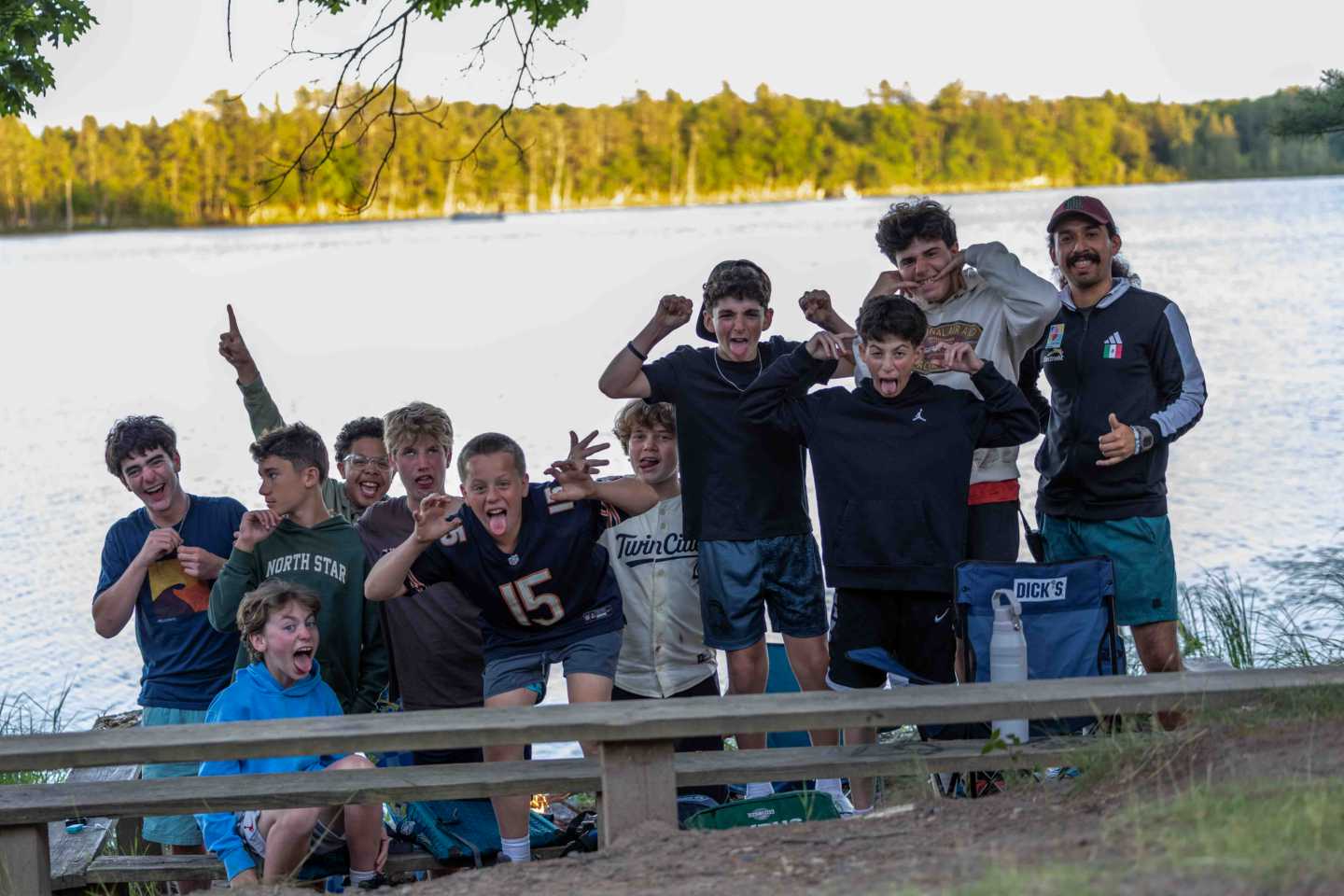 Campers enjoying free time together outdoors at North Star Camp for Boys