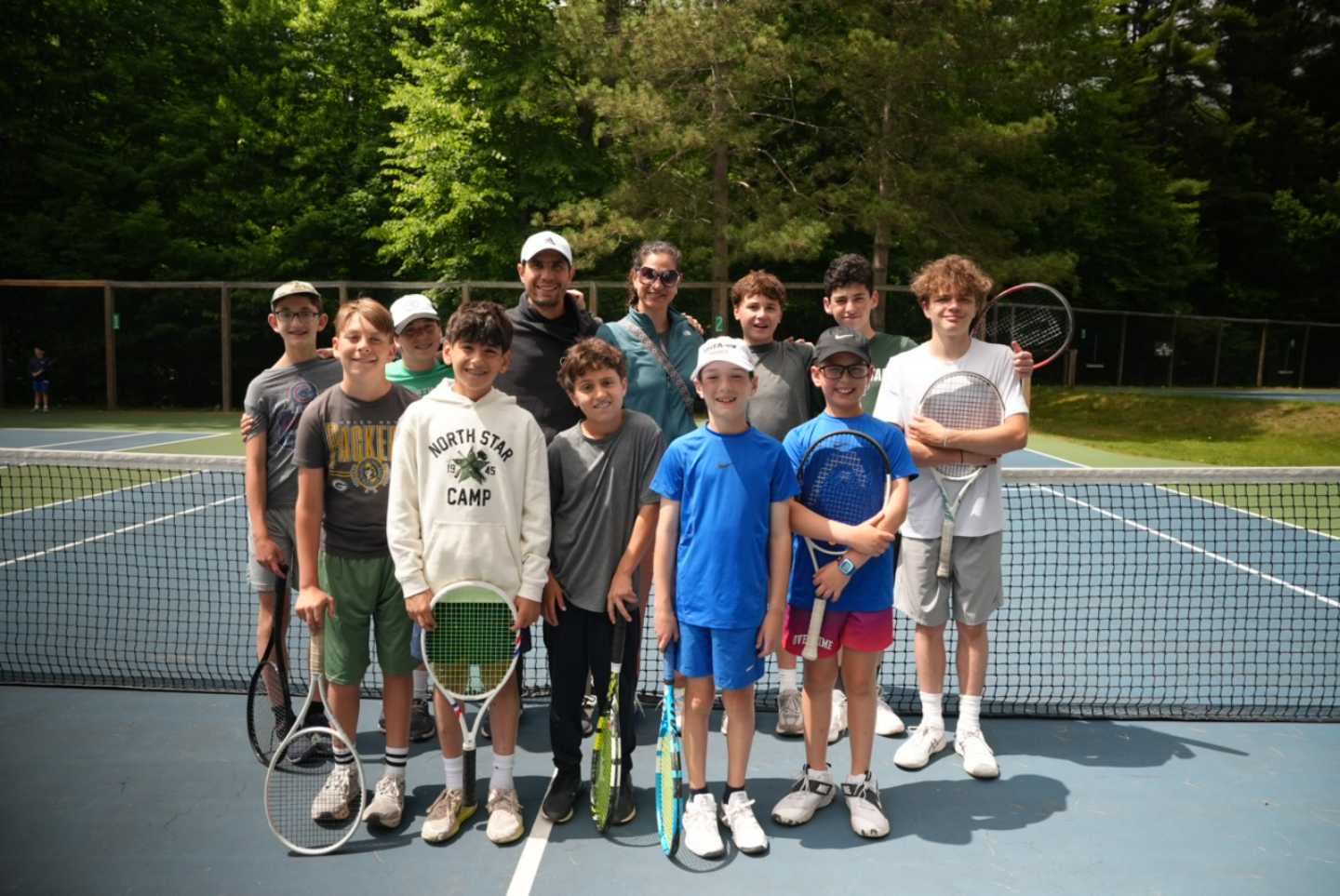 North Star campers hold a trophy after the Northwoods Tennis Tournament