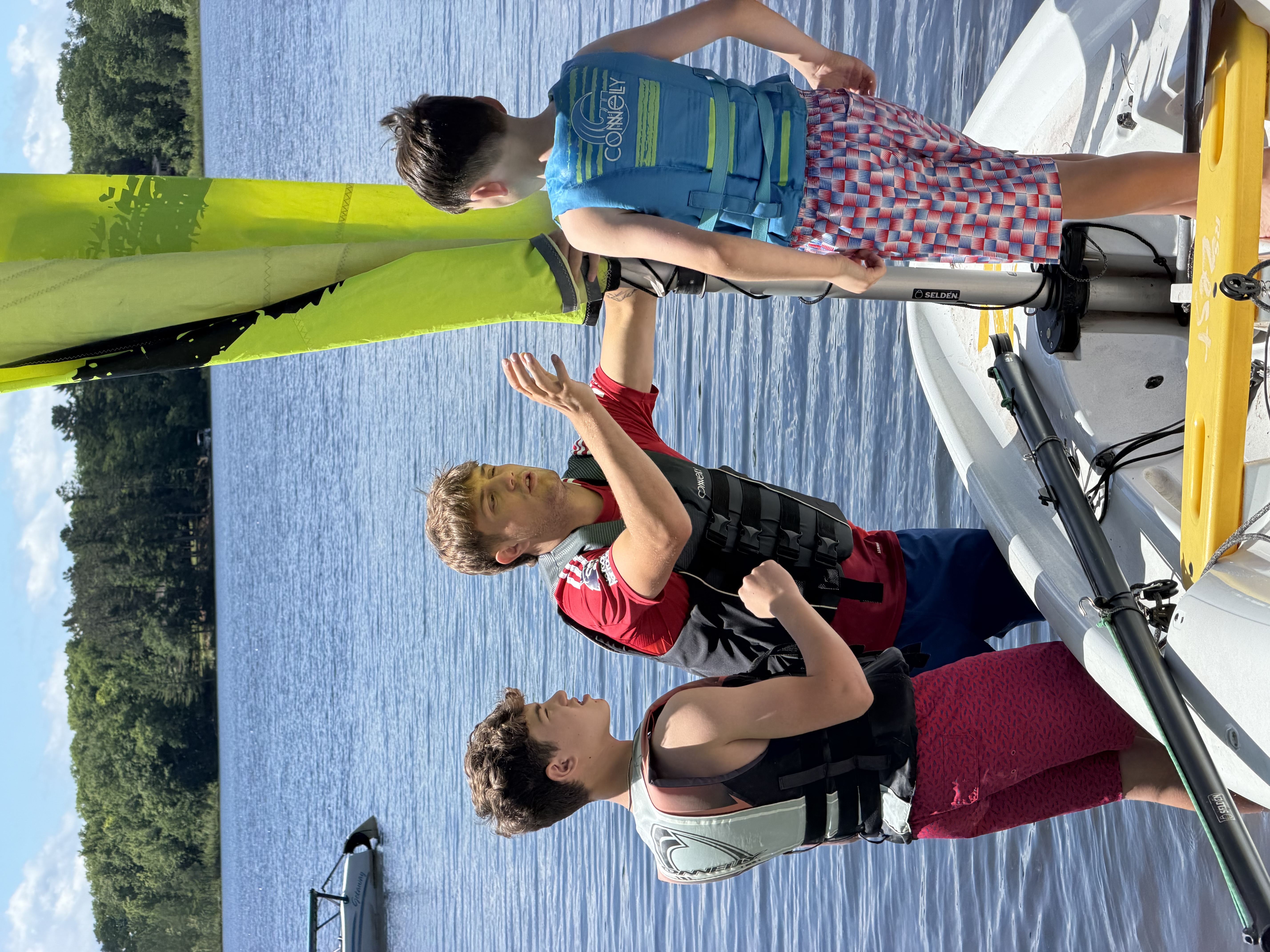 A camper trying an outdoor activity at North Star Camp for Boys in Wisconsin